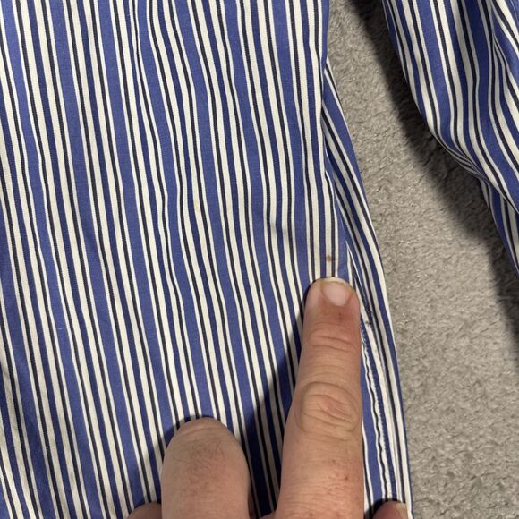 Ralph Lauren Purple Label Dress Shirt Men’s Size 17 Blue White Stripes Italy - Picture 10 of 16